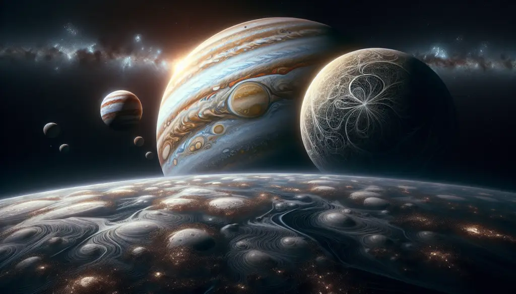 Image of Jupiter with its moon Europa in the foreground